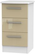 Knightsbridge Mushroom and White 3 Drawer Bedside Cabinet