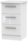 Knightsbridge White Gloss 3 Drawer Bedside Cabinet