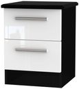 Knightsbridge White Gloss and Black 2 Drawer Bedside Cabinet