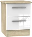 Knightsbridge White Gloss and Oak Effect 2 Drawer Bedside Cabinet