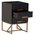 Kochi Bedside Table - 3 Drawer - Black Mango Wood