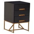 Kochi Bedside Table - 3 Drawer - Black Mango Wood