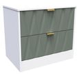 Las Vegas White and Green 2 Drawer Bedside Cabinet