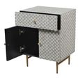 Burgess Bedside Cabinet - Grey Bone Inlay - 2 Door - 1 Drawer