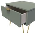 Linear Green 1 Drawer Bedside Table with Gold Hairpin Legs