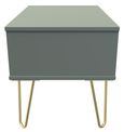 Linear Green 1 Drawer Wide Bedside Table with Gold Hairpin Legs