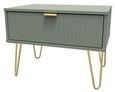 Linear Green 1 Drawer Wide Bedside Table with Gold Hairpin Legs