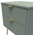 Linear Green 2 Drawer Bedside Cabinet with Gold Hairpin Legs