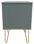Linear Green 2 Drawer Bedside Cabinet with Gold Hairpin Legs