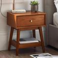Lowry Bedside Table - 1 Drawer - Cherry Wood - Retro Style