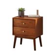 Lowry Bedside Cabinet - 2 Drawer - Cherry Wood - Retro Style