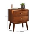 Lowry Bedside Cabinet - 2 Drawer - Cherry Wood - Retro Style