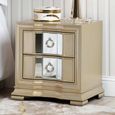 Lucca Bedside Cabinet - 2 Drawer - Mirrored - Champagne