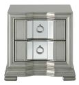 Lucca Bedside Cabinet - 2 Drawer - Mirrored - Grey