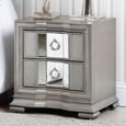 Lucca Bedside Cabinet - 2 Drawer - Mirrored - Grey