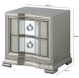 Lucca Bedside Cabinet - 2 Drawer - Mirrored - Grey