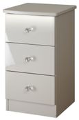 Lumiere Cashmere 3 Drawer Bedside Cabinet