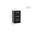 Lynx Bedside Cabinet - 3 Drawer - Black Gloss