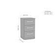 Lynx Bedside Cabinet - 3 Drawer - Grey Gloss