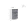 Lynx Bedside Cabinet - 3 Drawer - White and Grey Gloss