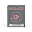 Lytton Bedside Cabinet - Grey Carved Mango Wood - 1 Door