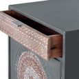 Lytton Bedside Cabinet - Grey Carved Mango Wood - 1 Door