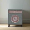 Lytton Bedside Cabinet - Grey Carved Mango Wood - 1 Door