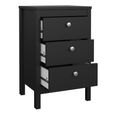 Madrid Matt Black 3 Drawer Bedside Table