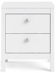 Madrid White 2 Drawer Bedside Cabinet