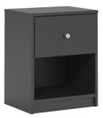 May Black 1 Drawer Bedside Cabinet