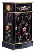 Meerut Black Lyre Bird Design 1 Door Bedside Cabinet