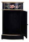 Meerut Black Lyre Bird Design 1 Door Bedside Cabinet