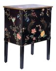 Meerut Black Lyre Bird Design 2 Door Bedside Cabinet