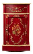 Meerut Red Floral Design 1 Door Bedside Cabinet