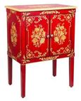 Meerut Red Floral Design 2 Door Bedside Cabinet