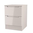 Milan Cashmere Gloss 2 Drawer Bedside Cabinet