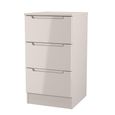 Milan Cashmere Gloss 3 Drawer Bedside Cabinet