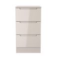Milan Cashmere Gloss 3 Drawer Bedside Cabinet