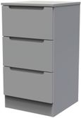 Milan Grey 3 Drawer Bedside Cabinet