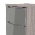 Milan Grey Gloss and Grey Oak 3 Drawer Bedside Cabinet