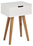 Mitra Bedside Table - 1 Drawer - White and Oak