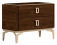 Modern Eva Bedside Cabinet - 2 Drawer - Walnut with Gold Trim