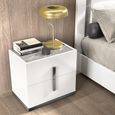 Modern Mara Bedside Cabinet - 2 Drawer - White