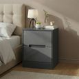Monaco Bedside Cabinet - 2 Drawer - Grey Gloss and Graphite