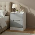 Monaco Bedside Cabinet - 2 Drawer - Grey Matt and White