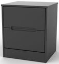 Monaco Black 2 Drawer Bedside Cabinet