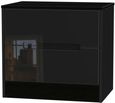 Monaco Black Gloss 2 Drawer Wide Bedside Cabinet
