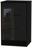 Monaco Black Gloss 3 Drawer Bedside Cabinet