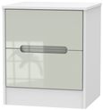 Monaco Cashmere Gloss and White 2 Drawer Bedside Cabinet
