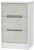 Monaco Cashmere Gloss and White 3 Drawer Bedside Cabinet